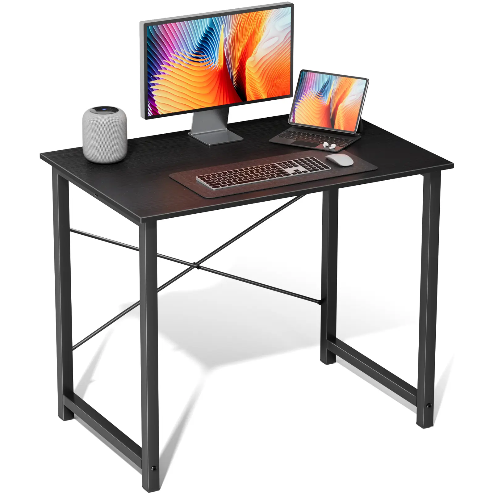 Space Saving Computer Desk for Small Spaces, 44-63 Inch All-in-One Sturdy Office Desk, Multifunctional Workstation for Gaming & Home Office