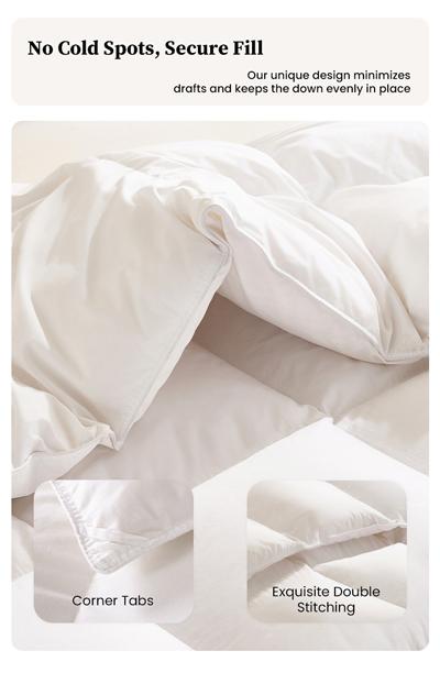 APSMILE Pure Cotton Feather Down Duvet Comforter Nature Duvet Insert All Season 100% Organic Cotton for Sweet Sleep