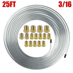 Brake Line Tubing Kit - Flexible Double Galvanized Steel 25 Ft. 3/16 16 Fittings Brake Line Tubing Kit - Flexible Double Galvanized Steel 25 Ft. 3/16 16 Fittings