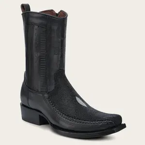 Cuadra Mens Laser & Woven Mantaraya Black Western Boot