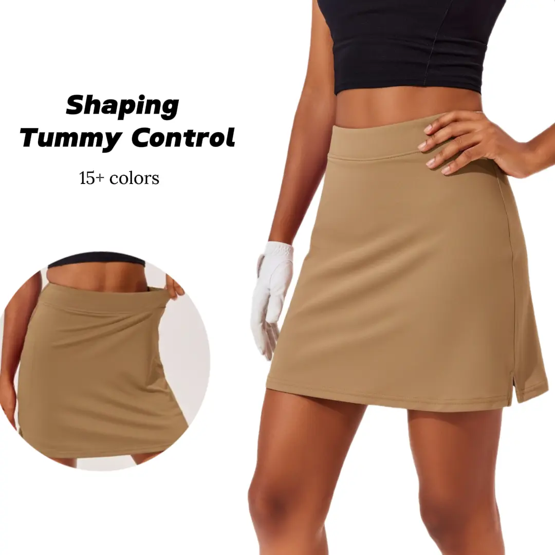 Women's High Waisted Tummy Control Golf Skorts - Breathable, Quick Dry, Plain, with Inner Pockets, Silicone Grippers - Female Athletic Skirt for Hiking, Tennis, Pickleball - 2026 Spring Outdoor Fashion Gift, Sporty Chic, Elastic Waist
