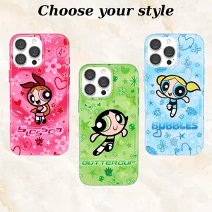 Powerpuff Girls Tough Phone Case for iPhone 11, 12, 13, 14, 15, 16, 17 Pro Max Plus. Featuring Buttercup, Blossom, Bubbles, this Girly Protective Cover offers ultimate durability.