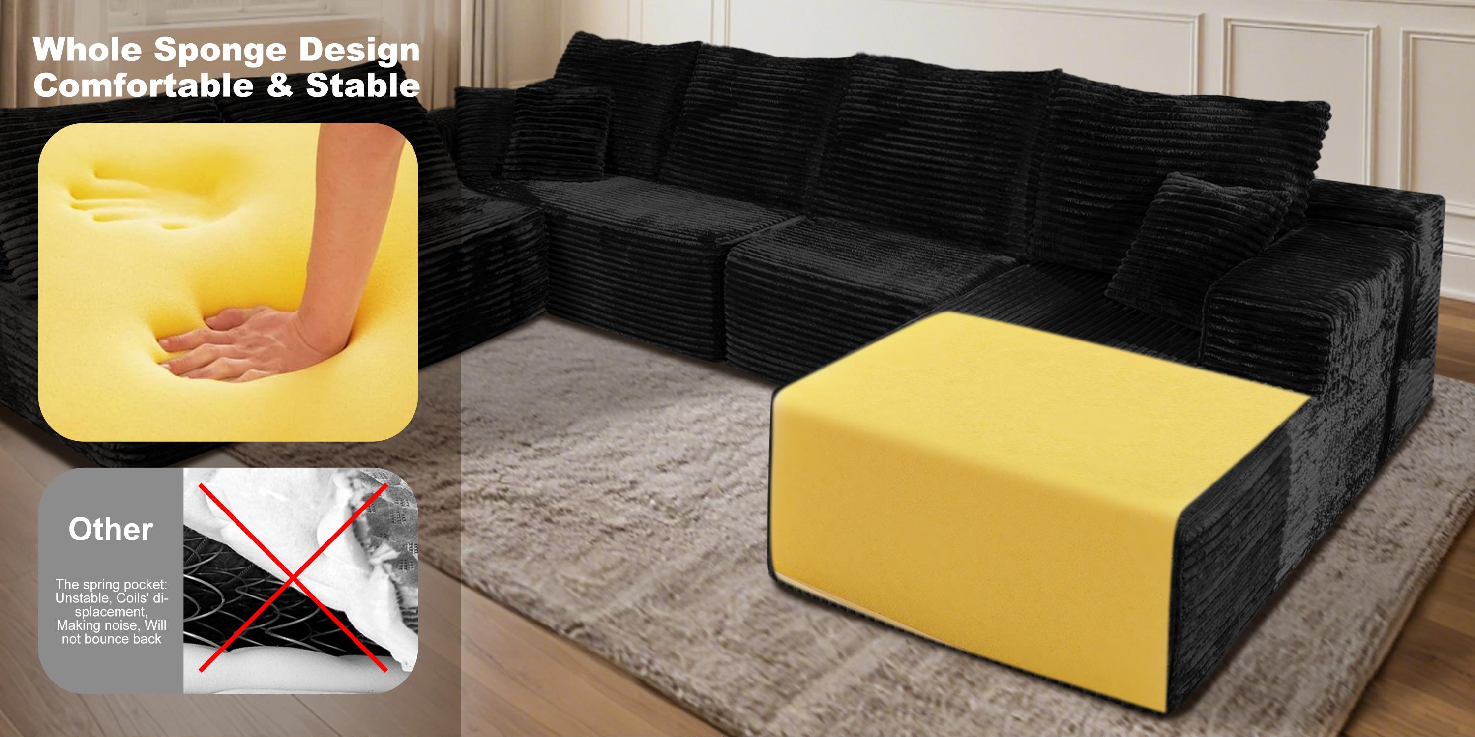 【DlY Combination】HSECOYAY Modular Sectional SofaMix and Match Pieces for Living Room, Comfy CloudCouches with Movable Ottoman, L/U-Shaped FlexibleConfiguration, Plush Corduroy - 400 lbs SeatCapacity
