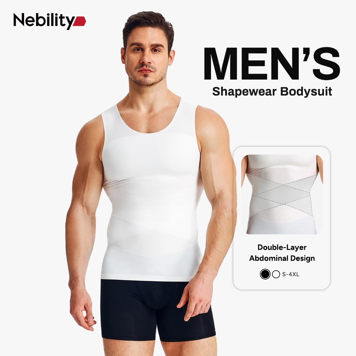 【Nebility】Men’s Compression Shapewear Vest, Abdominal Slimming Base Layer with Back Cross Support & Posture Correction, High Elasticity, Moisture-Wicking Body Shaping Tank， Menswear Plain SpringStatements