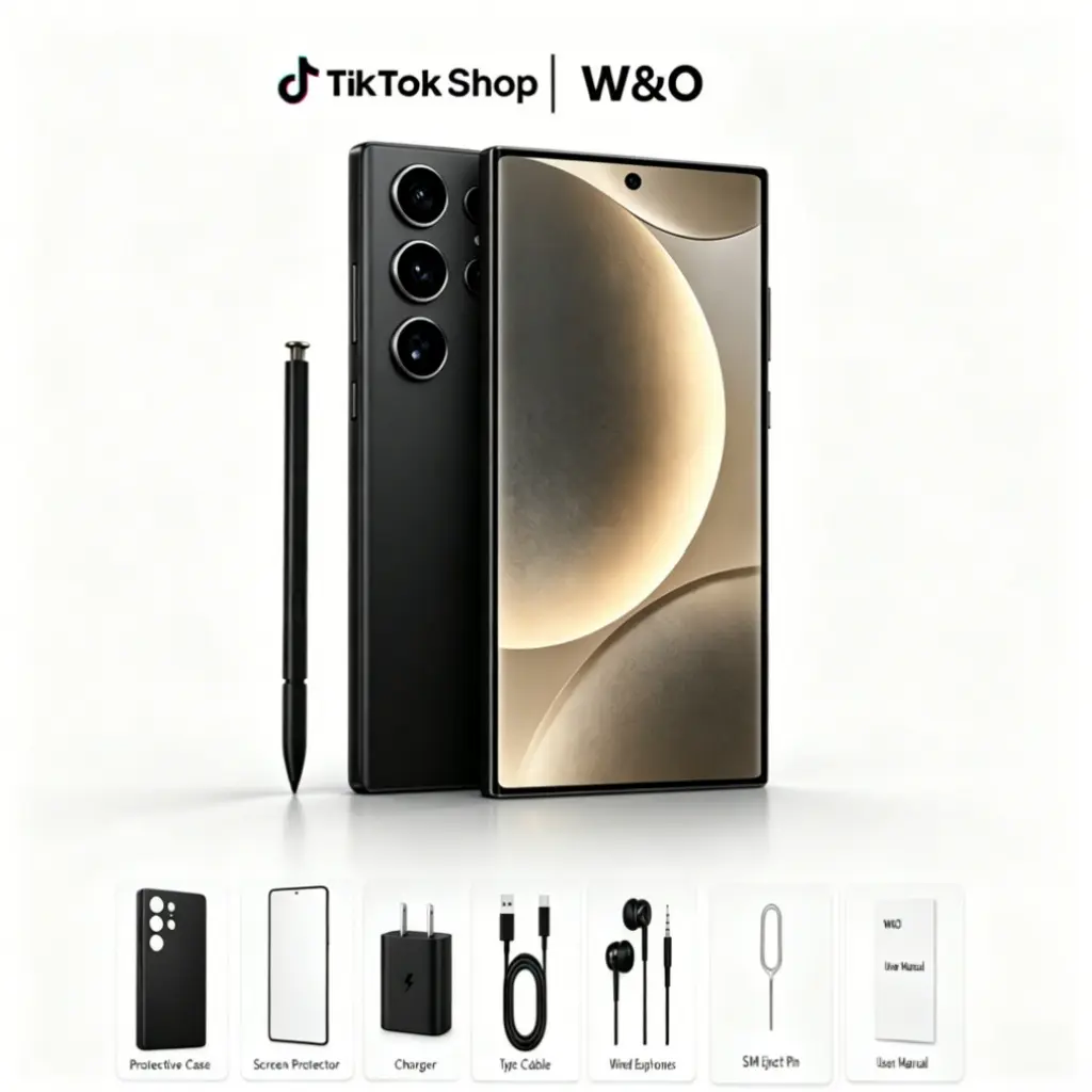 W&O Android 14 Smartphone - 12GB+512GB, 6.8" HD+ Large Screen, Built-in Stylus, 6800mAh All-Day Battery, 50MP Camera, Card GPS, Dual SIM, MicroSD Expandable Storage (for Sketching, Note-Taking)