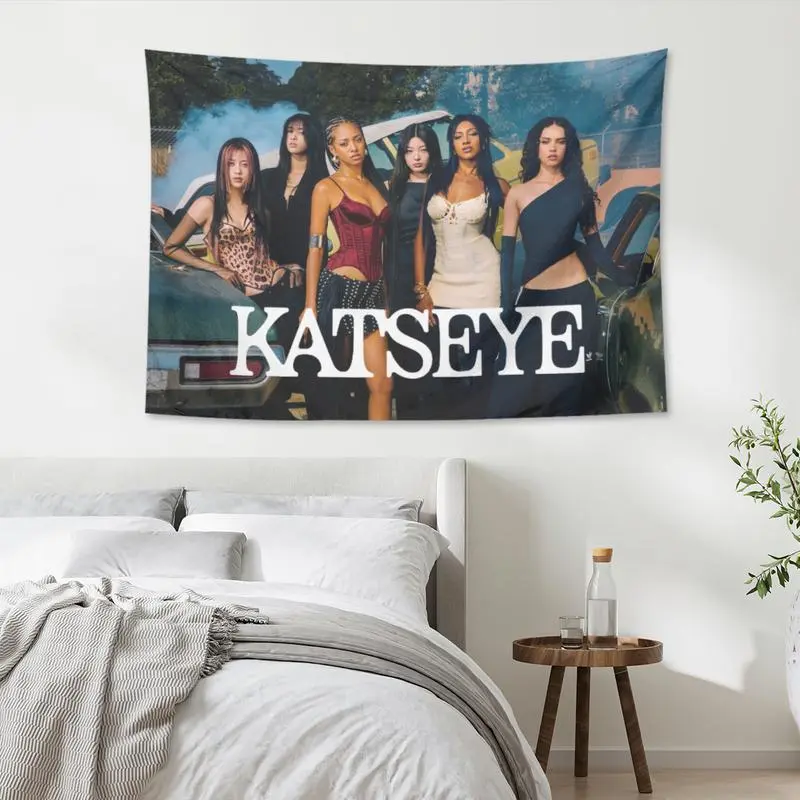 Tapestry  KATSEYE BEAUTIFUL CHAOS Tapestry 30x40 Inch Funny Tapestries Durable Man Cave Wall Flag for College Dorm Room Decor Outdoor Party Banner Tree Design summerwins