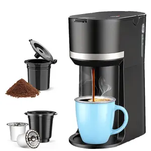Small Coffee Machine Mini Single Serve Coffee Maker for K-Cup Pod & Ground Coffee, 6 to 12 oz Brew Size, Compact Capsule Coffee Machines for Small Spaces, Great for Dorms & Offices