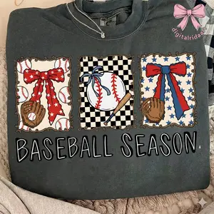 Comfort Colors Preppy Baseball Coquette Shirt, Brushstroke Game Day Baseball Shirt, Cute Baseball Bow Clipart, Baseball Mama Shirt, Vintage Preppy Sports