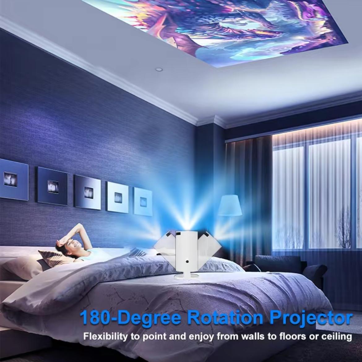 4K  Pro Portable Projector with Android 11Dual Wifi6 290ANS| Built-in Speaker AppstoreAllwinner H713 BT5.4 Cinema Outdoor MiniProjector WFl6 Remote Control Included Projector2025 White Wireless Audio Screen