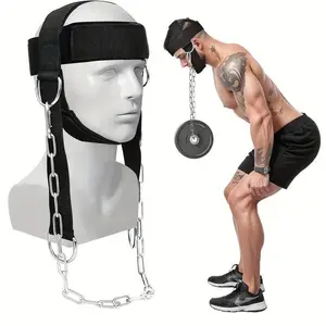 Padded Adjustable Neck Training Harness with Steel Chain, Durable Neck Exerciser for Boxing & Winter Home Gym Workouts