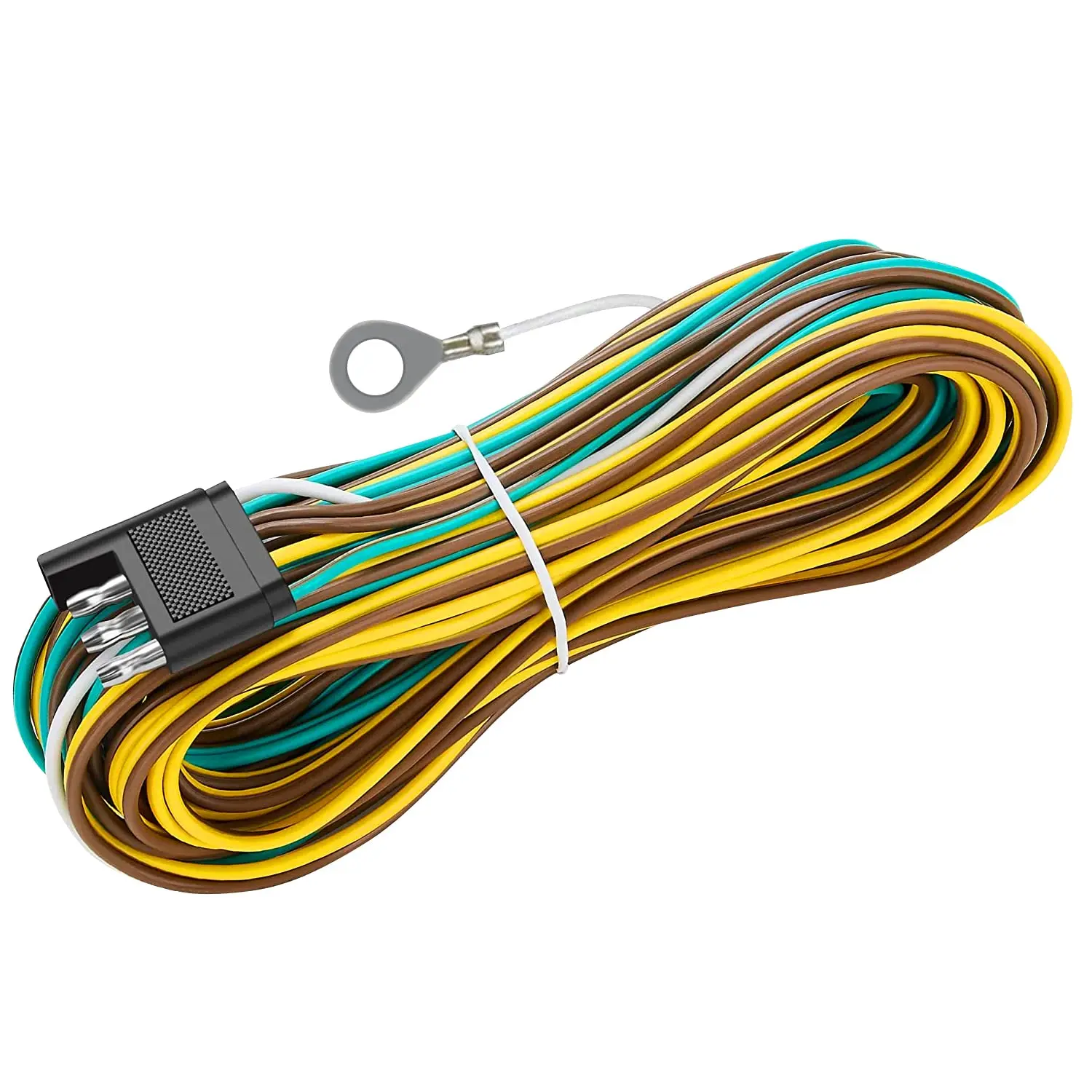 25ft Trailer Wire,Trailer Wiring Harness Kit 4 Flat Extension Connector,4 Pin Flat Wishbond Trailer Wiring 18 Gauge