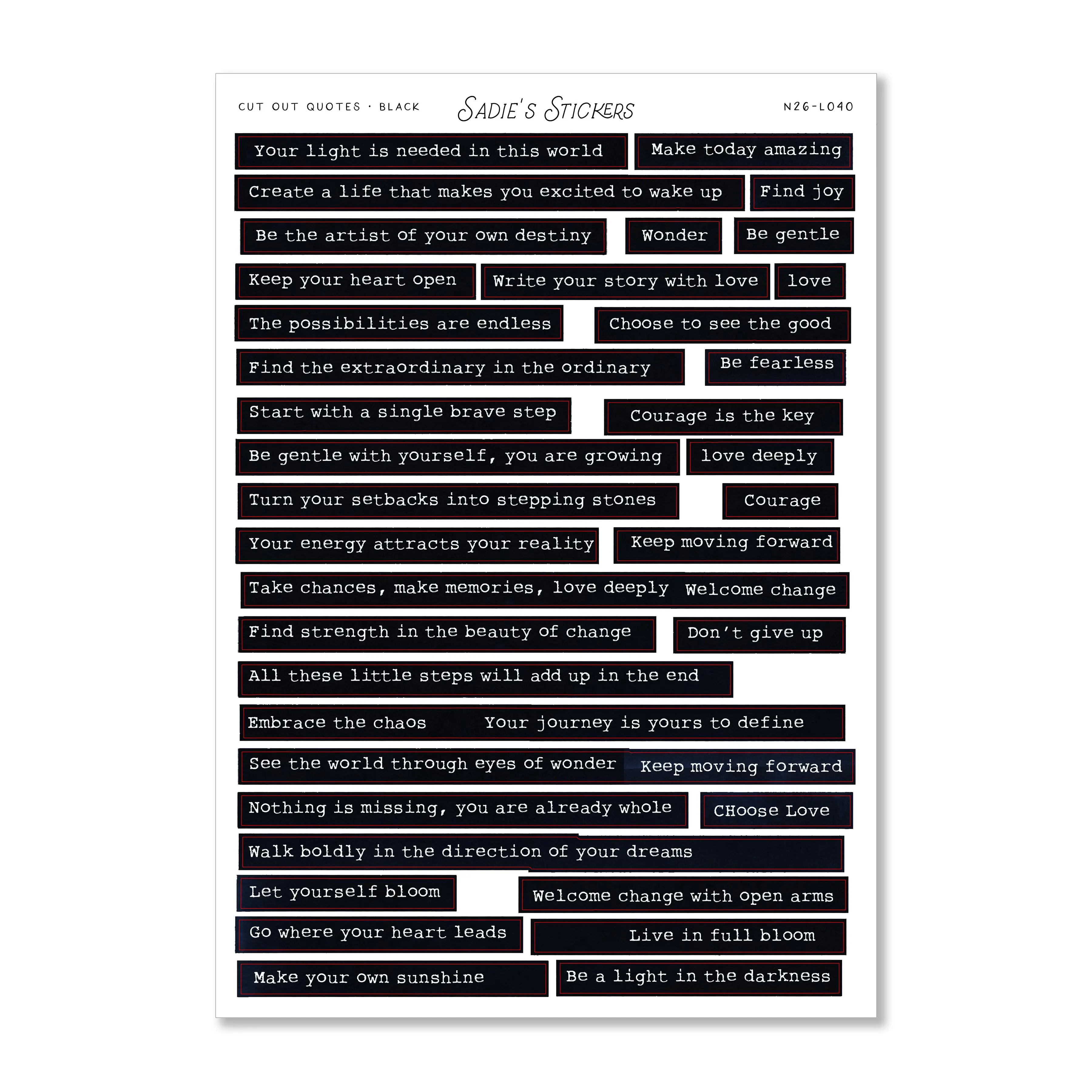 Cut Out Quotes BLACK • Scraps & Snippings