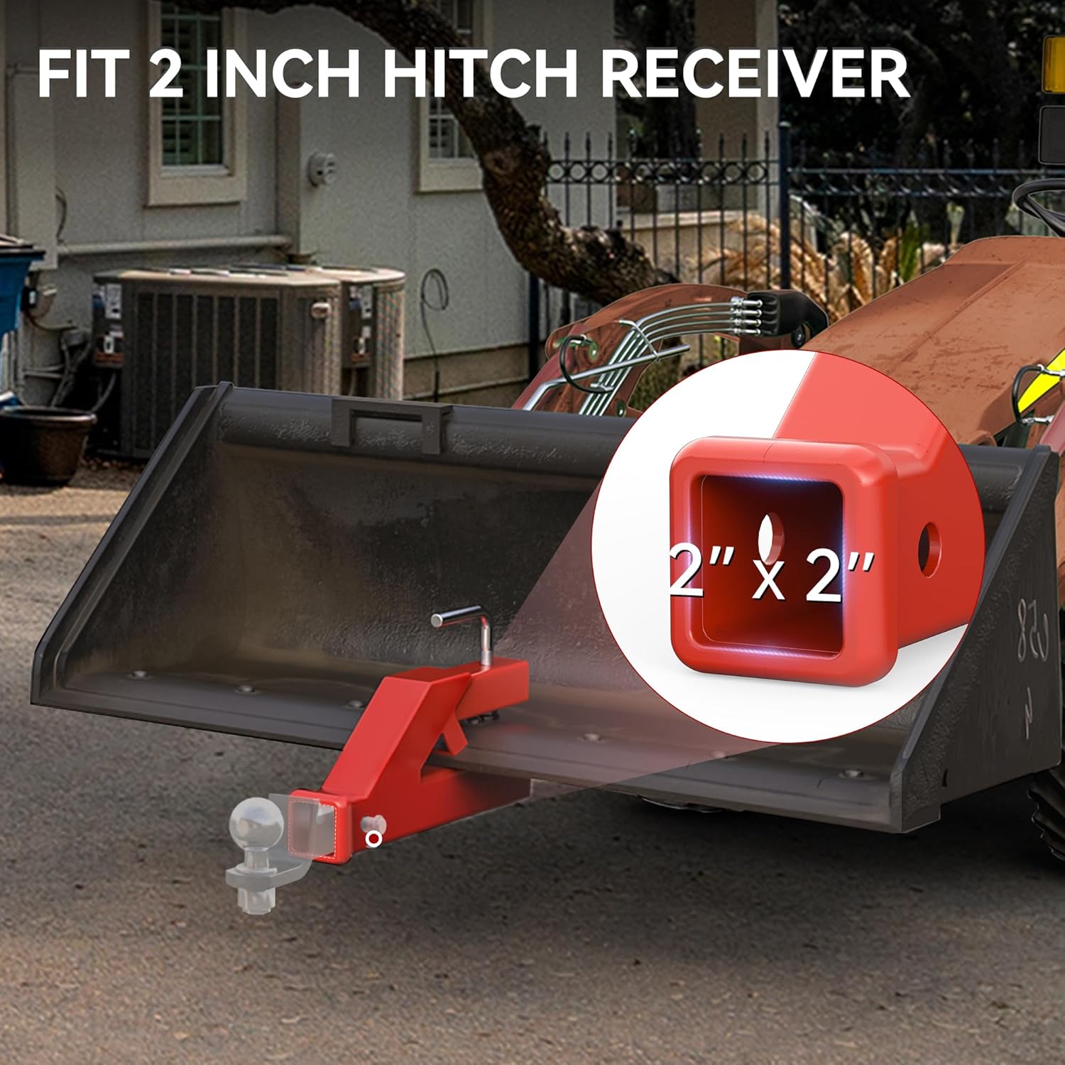 YITAMOTOR 2" Inch Clamp On Bucket Hitch, Trailer Hitch Receiver Ball Mount Tractor Adapter Compatible with Kubota Deere Bobcat Bucket