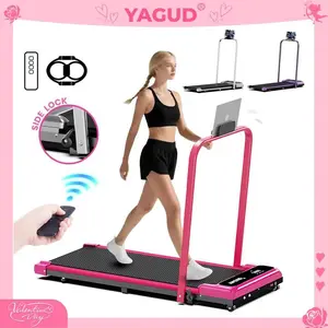 【Colorful Handrail】 YAGUD Upgraded Folding Treadmill , Low-Noise Motor – 265lbs Weight Capacity Spacious Belt Walking Pad, Dual Shock Absorption, Remote Control & Wheels for Easy Moving – Includes Free Resistance Bands