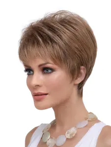 Envy Wigs Tiffany - Short Boy Cut Style with Full Bang & Wispy Edges Lightweight Stretch Open Cap Construction