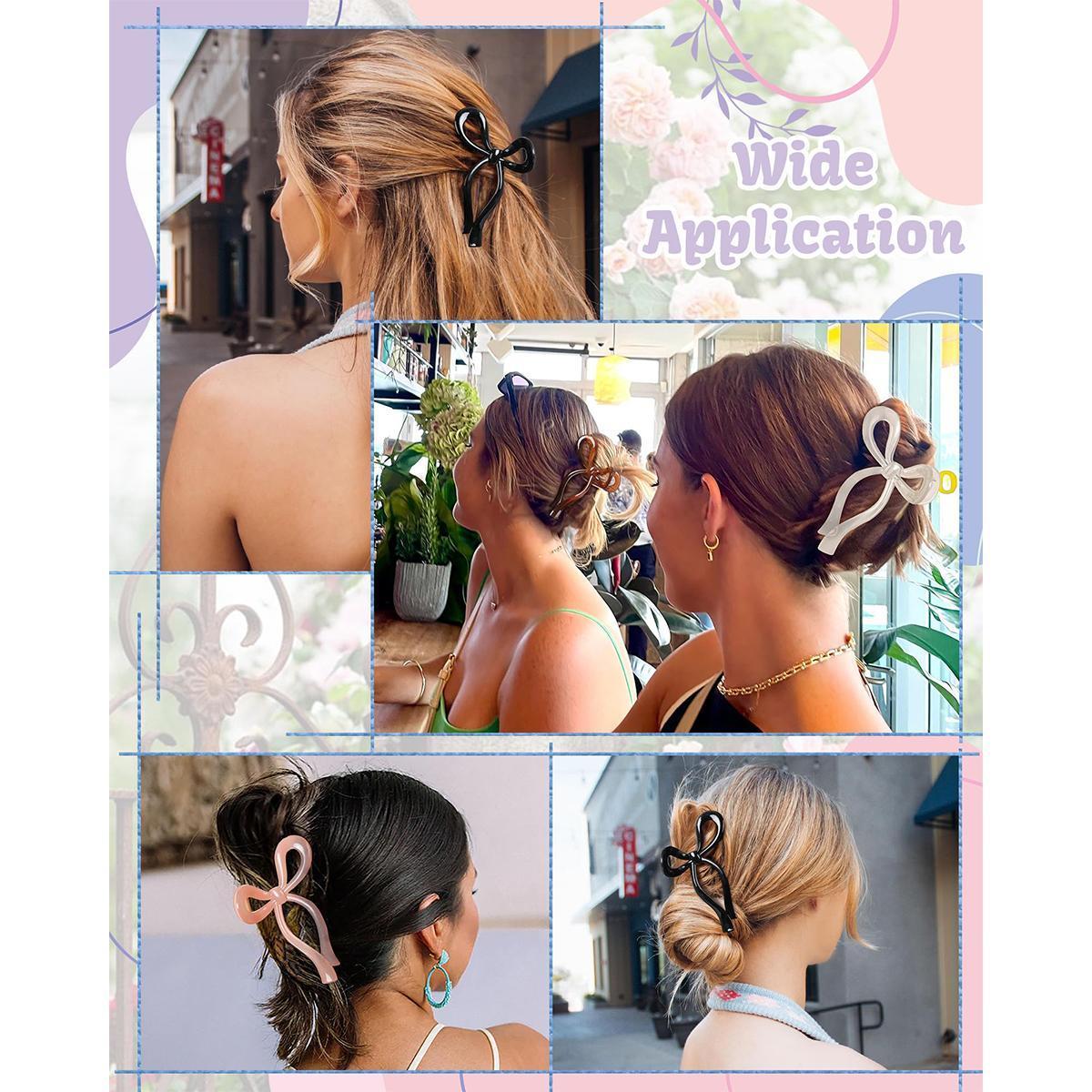 4-Piece Suit Bow Hair Clips Claw Clip for Women Girls Nonslip Large Hair Claw Clips for Thin and Thick Hair