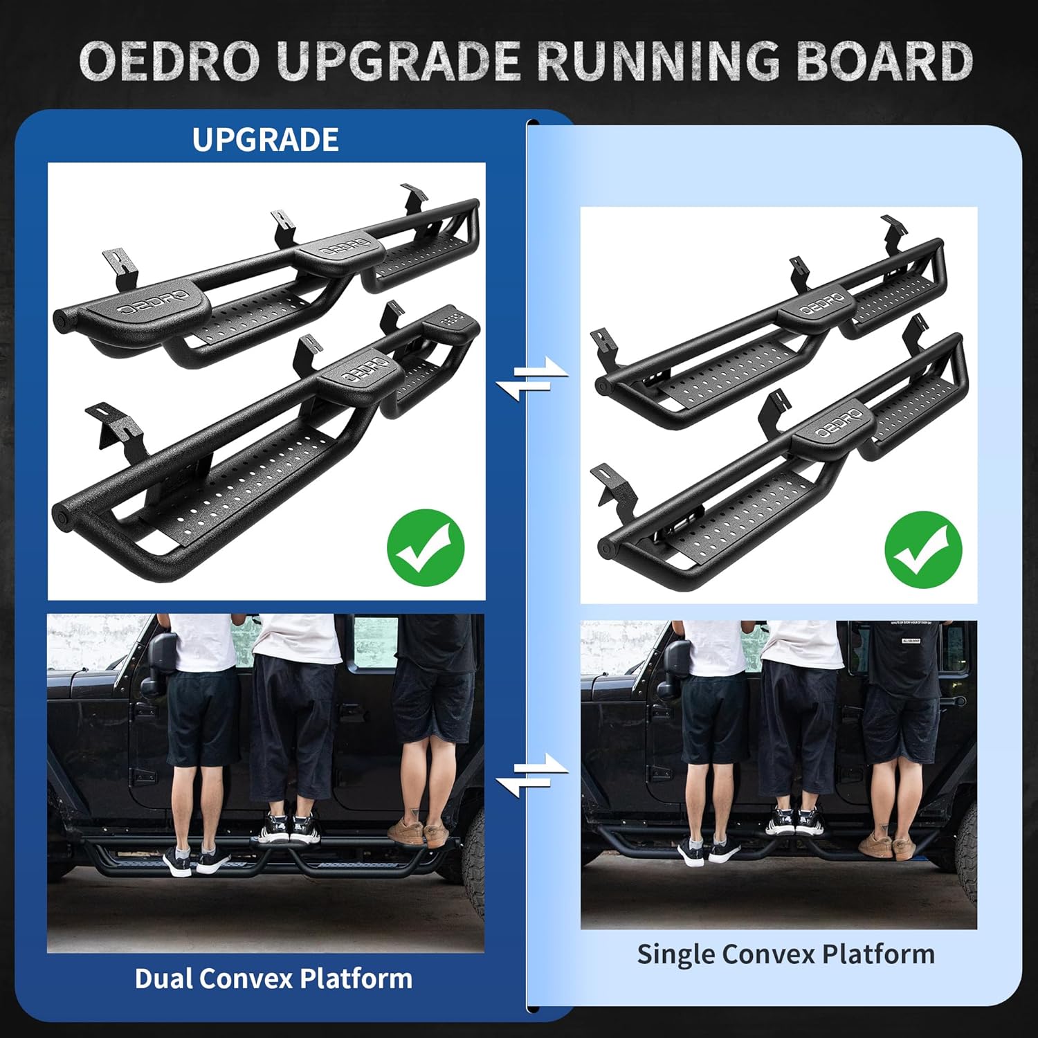 YITAMOTOR Wheel to Wheel Tacoma Running Boards Compatible with 2005-2023 Double Cab with 4 Full-Size Doors - Bed Access Side Steps with Two Stairs Nerf Bar