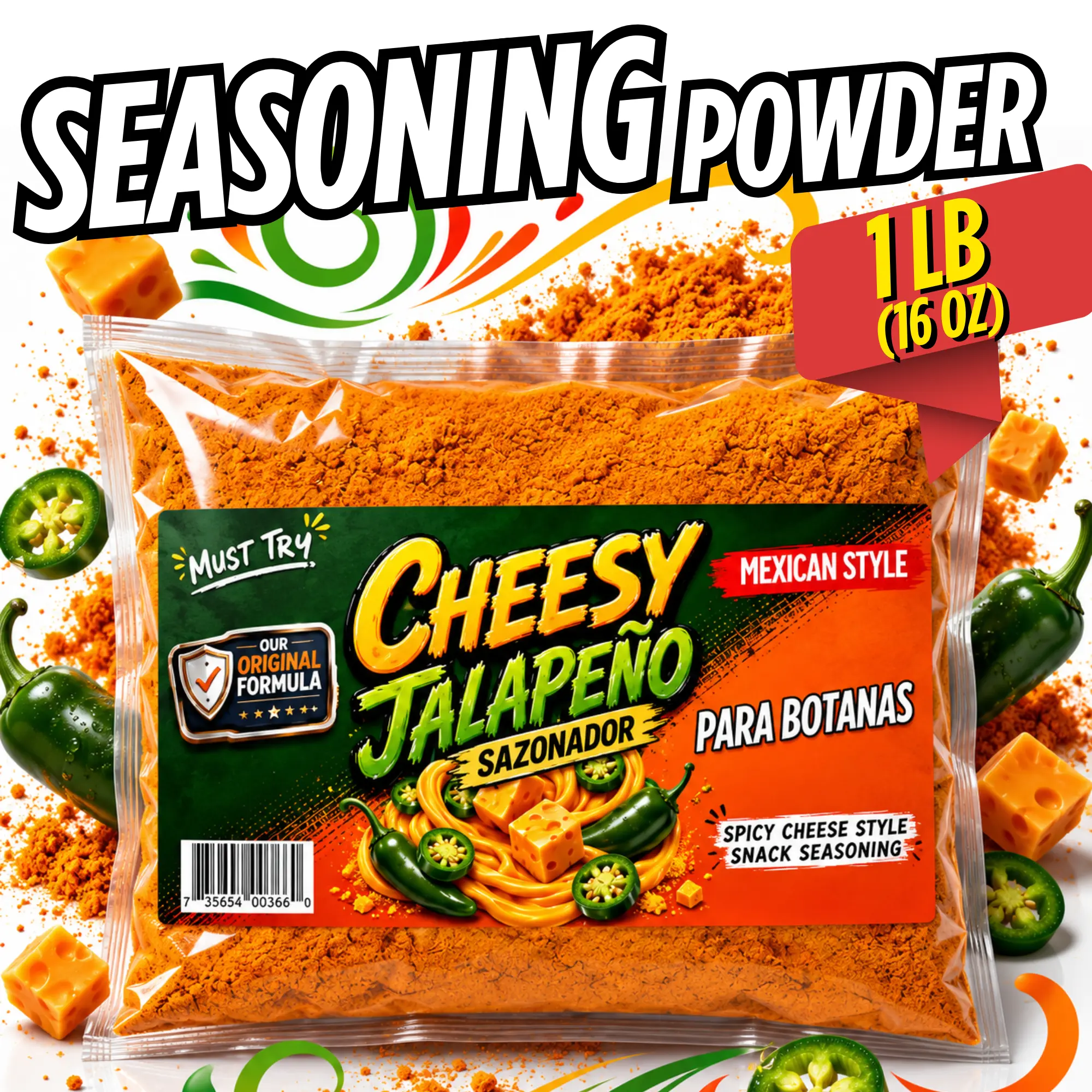 Jalapeño Queso Seasoning | Mexican Style Cheese & Jalapeño Flavor for Fries, Chips, Popcorn & Corn