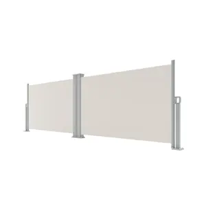 71 in x236 in Retractable Side Awning, Double Side Awning with 280 g/m² Polyester Fabric, Rainproof and UV-Proof Folding Privacy Screen Beige