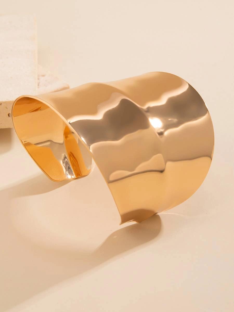 LikeMyChoice Sleek Gold Wide Cuff Bracelet with Bold Hammered Texture Lightweight Minimalist Design for Everyday & Special Occasions Stylish Accessory elegant simple design jewelry gift emo accessories