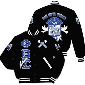 ΦΒΣ Varsity Jacket, Dove Black Duo Royal Blue Style 1914 Fraternity Jacket 4567 XB0