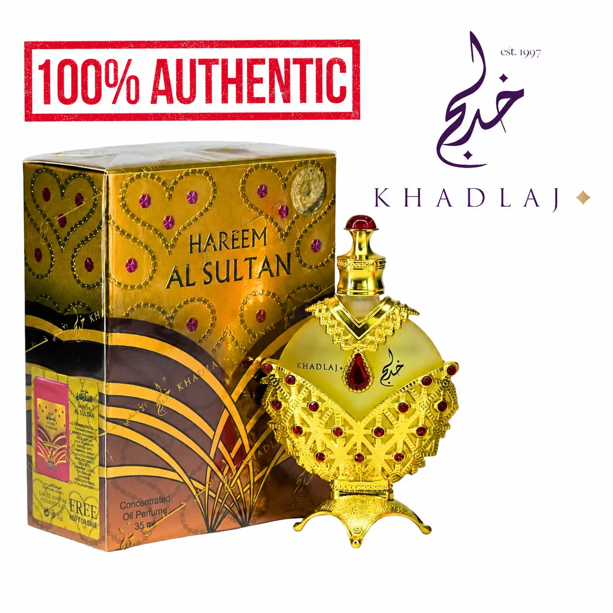 Khadlaj | Hareem Al Sultan | Women's Fragrance | .70 OZ - 1.1 OZ | Eau De Parfum - Concentrated Oil | Bergamot - Tangerine & Apple