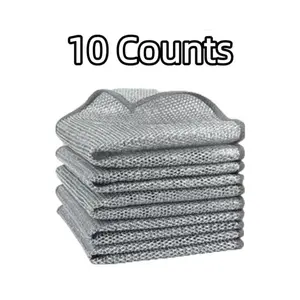 10 PCS New Upgrade double-Layer Non-Scratch Multipurpose Steel Wire Dishcloths - Reusable Quick-Dry Odor-Free Scrub Cloths for Dishes, Kitchen Cleaning Cloths for Cookware, Sinks, Dishes, Stove Tops