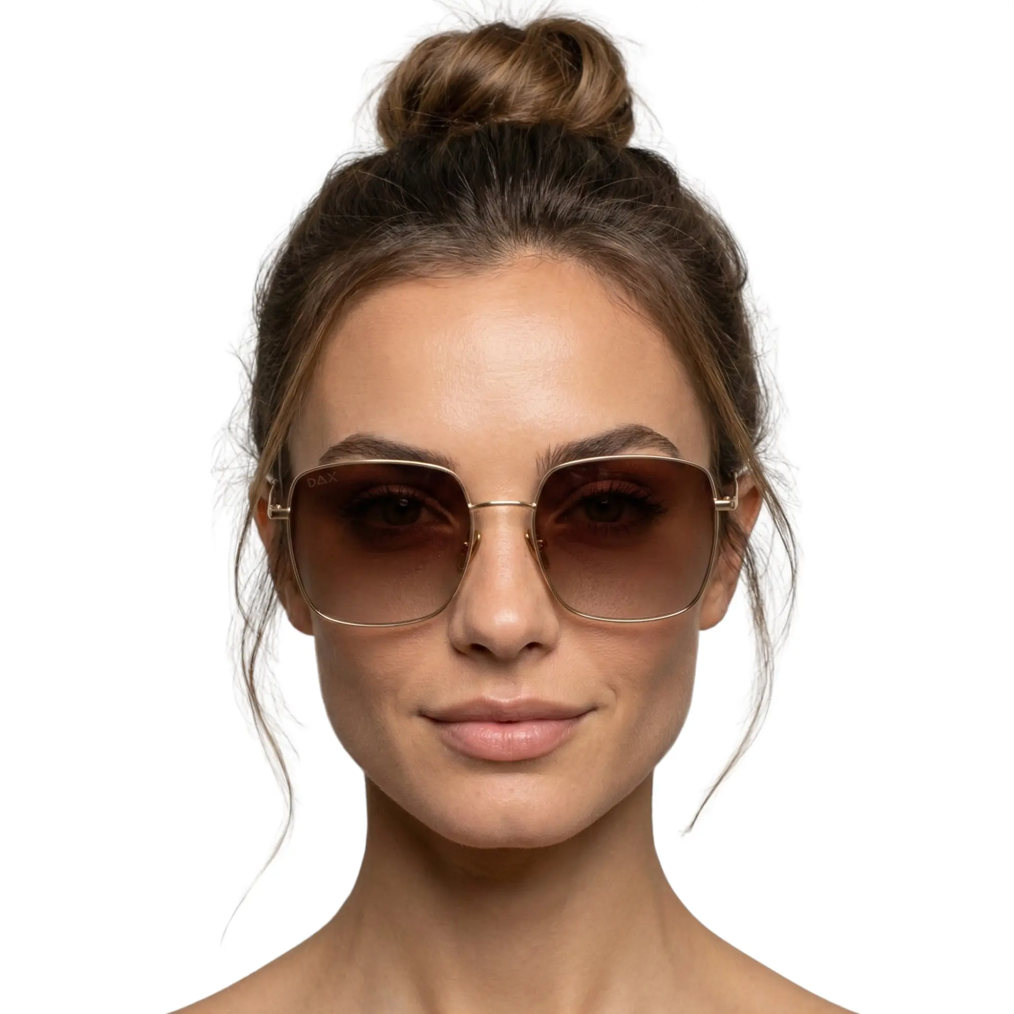 DAX EYEWEAR Saint Women's Stylish Sunglasses, Oversize Square Gold Metal Frame, Polarized Mirrored Lenses with UV400 Protection, Mirrored Shades, Polarized Sunglasses, Stylish Accessories, Elevate Your Style, Statement Frame Glasses, Gold Mirror