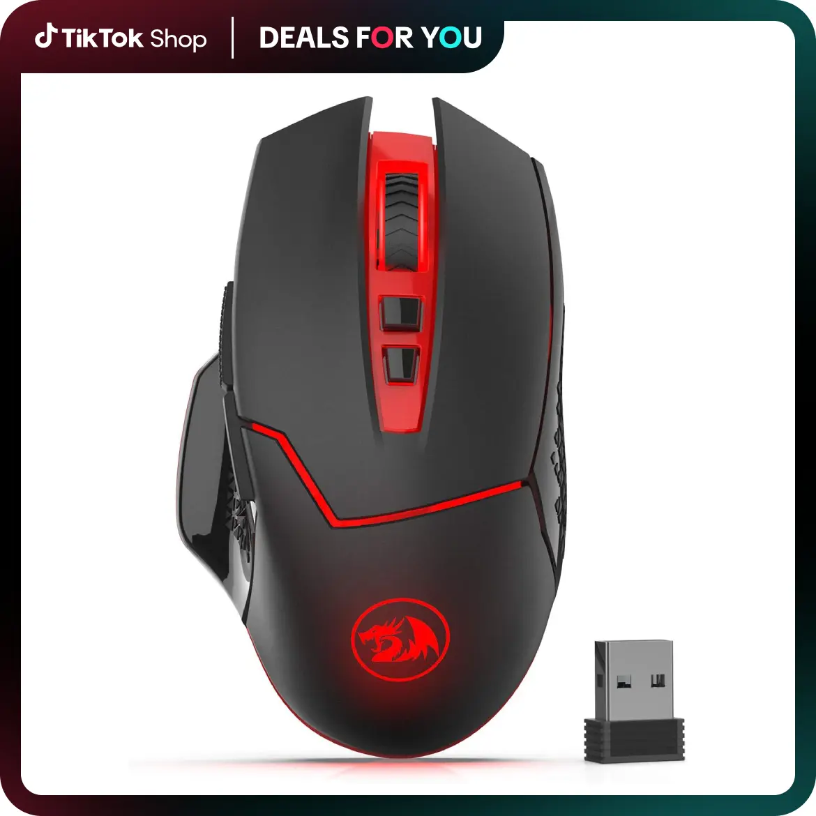 Redragon M690-1 Wireless Gaming Mouse - Black, 8 Buttons (2 Side Buttons), 2400 DPI with DPI Shifting, Ergonomic Design, Computer Peripherals, Tech Gadgets, Teenage Boy Gifts, Guys Gifts, PC Accessories