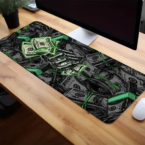 Creative Dollar  Pattern Extended Desk Mat, Rectangle Gaming Desk Mat, Desk Mat With Non-Slip Rubber Base & Stitched Edge, Large Computer Keyboard Mouse Mat For Home Office Game Room Gift, Desk  Poccessories
