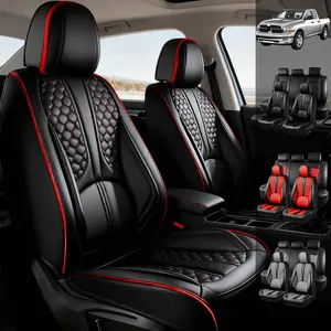 Truck Seat Covers for Dodge Ram 1500 Seat Covers Full Set, Waterproof Ram 1500 Seat Cover Compatible with 2002-2025 Dodge RAM 1500 2500 3500 Crew Quad Cab Red Black