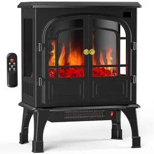 Freestanding Electric Fireplace Heater, Indoor Fireplace with Adjustable Flame Effect, Easy Control, Small Corner Heater for Living Room, Bedroom