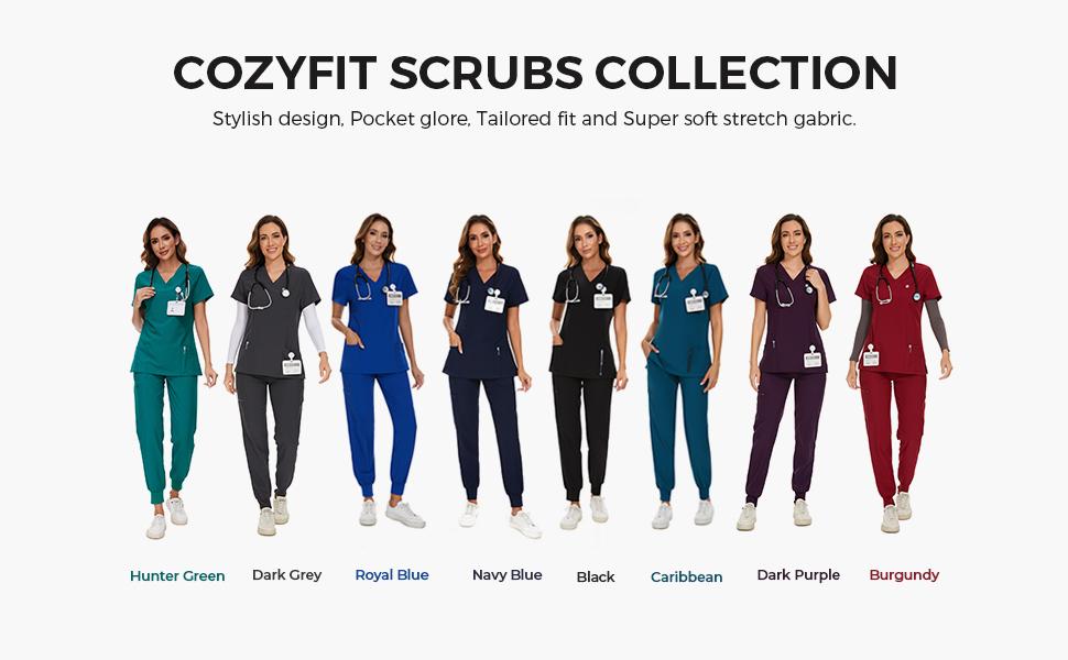 COZYFIT Scrub Tops for Woman - Soft Stretch, V-Neck Top Scrubs with 3 Pockets, Easy Care for Women SpringStatements