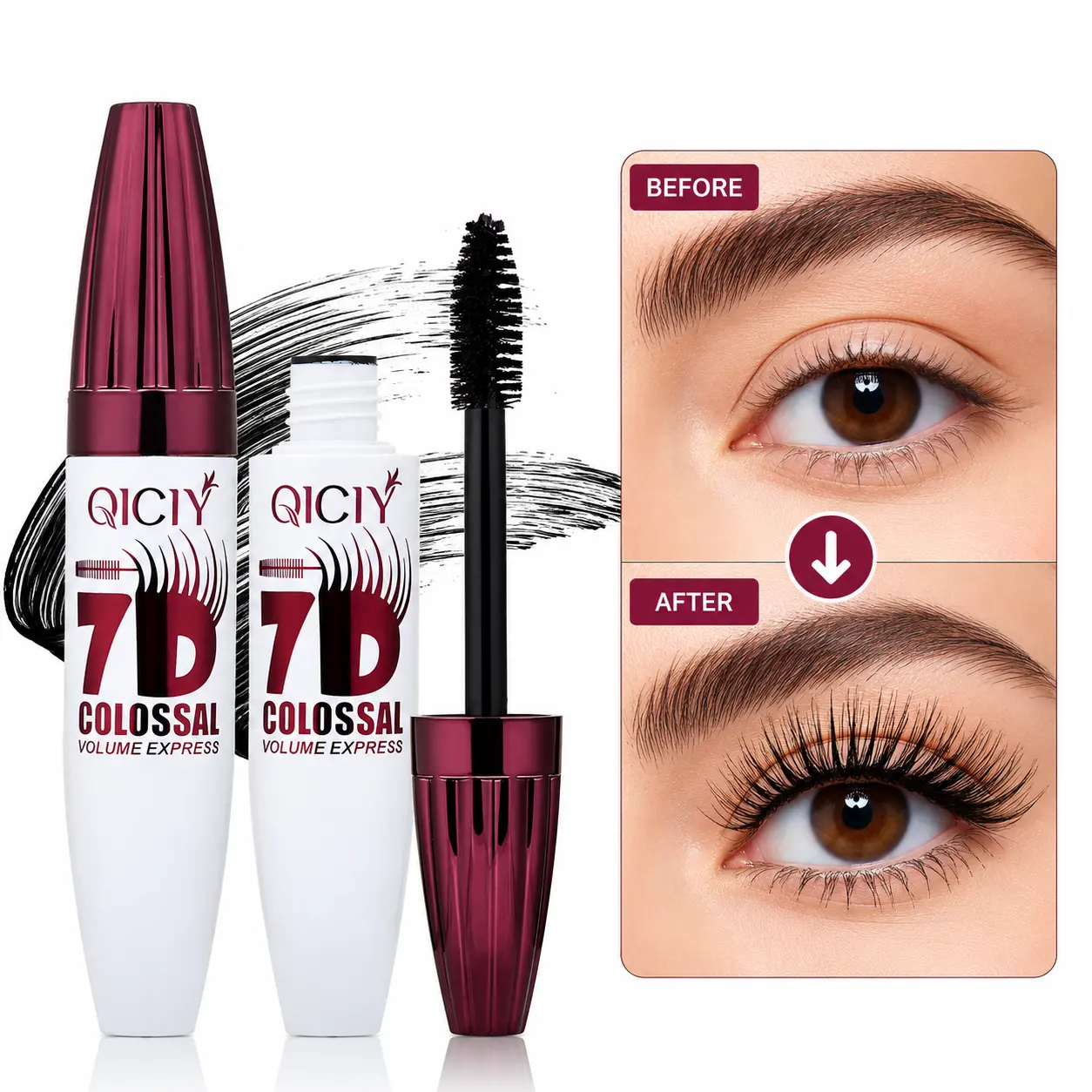 1-Pcs Tube Enhancing Mascara - Mascara Volume and Length, Waterproof, No Clump, Curling, Long-Lasting, Soft for Sensitive Eyes, Party Gift for Daily Use (Festive & Party Supplies), Waterproof Volume Mascara, Lengthening