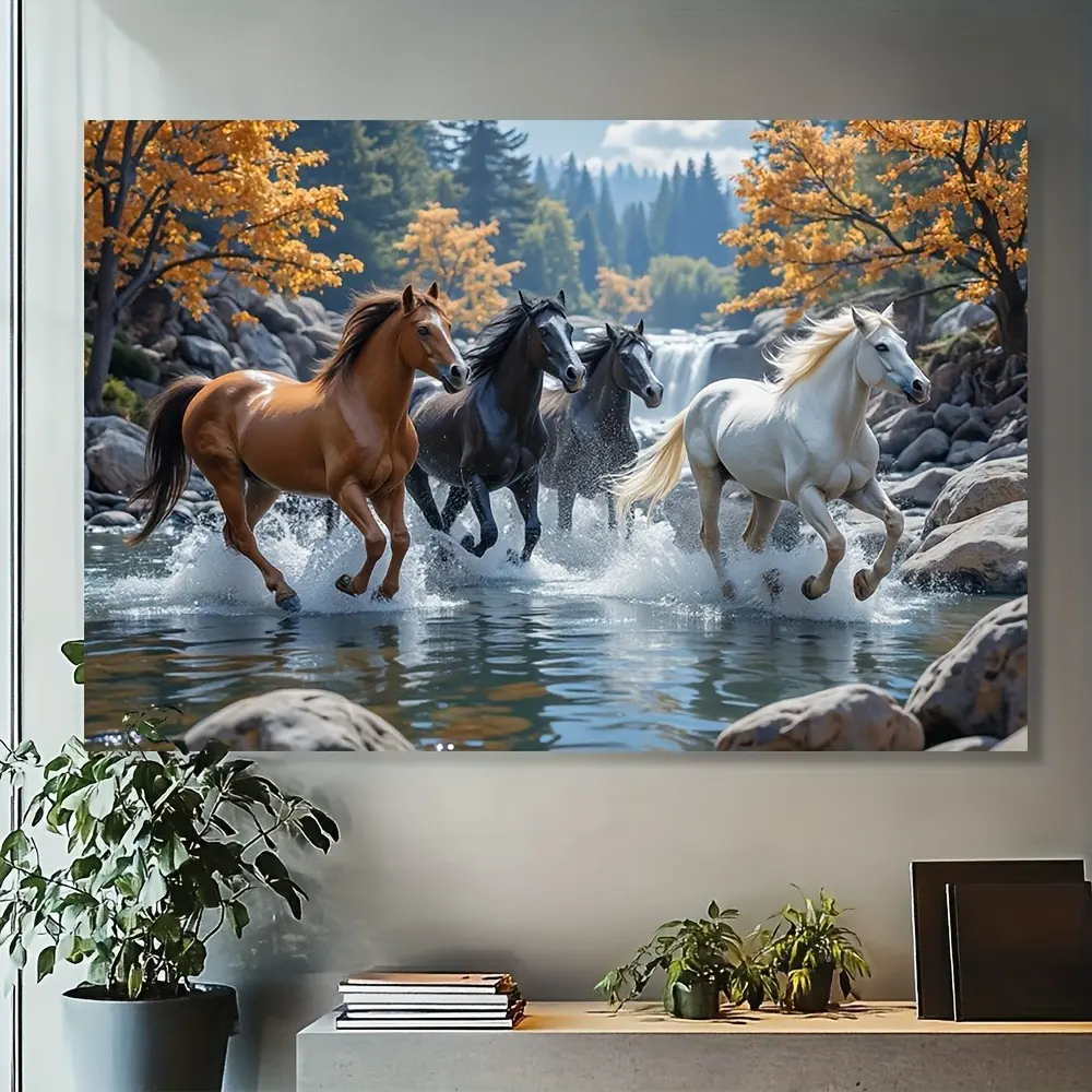 Classic Retro Horse-Figure Printed Polyester Peach Skin Tapestry - Home Decor Wall Hanging, Easy to Clean, Detailed Print, Bohemian Room Accessories, Ideal Gift for Family Animal Lovers, Industrial Camouflage Accent
