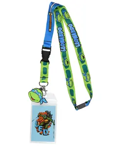 Teenage Mutant Ninja Turtles Character Design ID Badge Holder Lanyard With 2" Rubber Charm, Leonardo