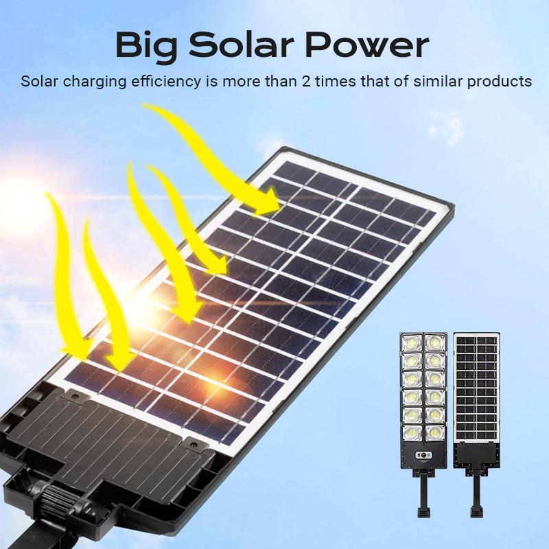 Solar Street Light Outdoor Solar Parking Lot Light with Motion Sensor IP65 Waterproof Commercial Lighting 360 SMD LEDs Adjustable Angle Remote Control