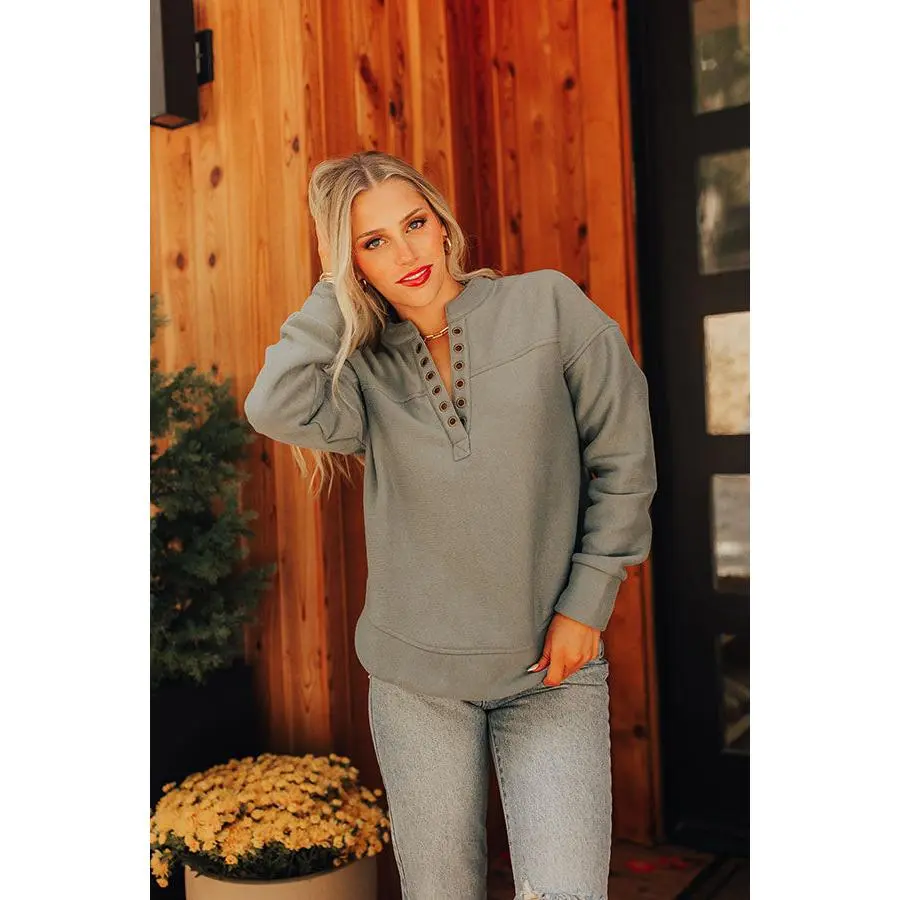Cozy Night In Sweatshirt in Light Teal