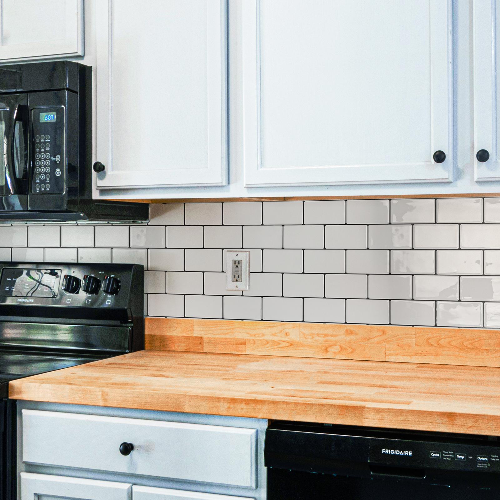 Art3d 10-Pack 12"x12" Peel and Stick Vinyl Subway Tiles for Kitchen & Bathroom Backsplash Wall Decor, Self-Adhesive Diy Interior Design