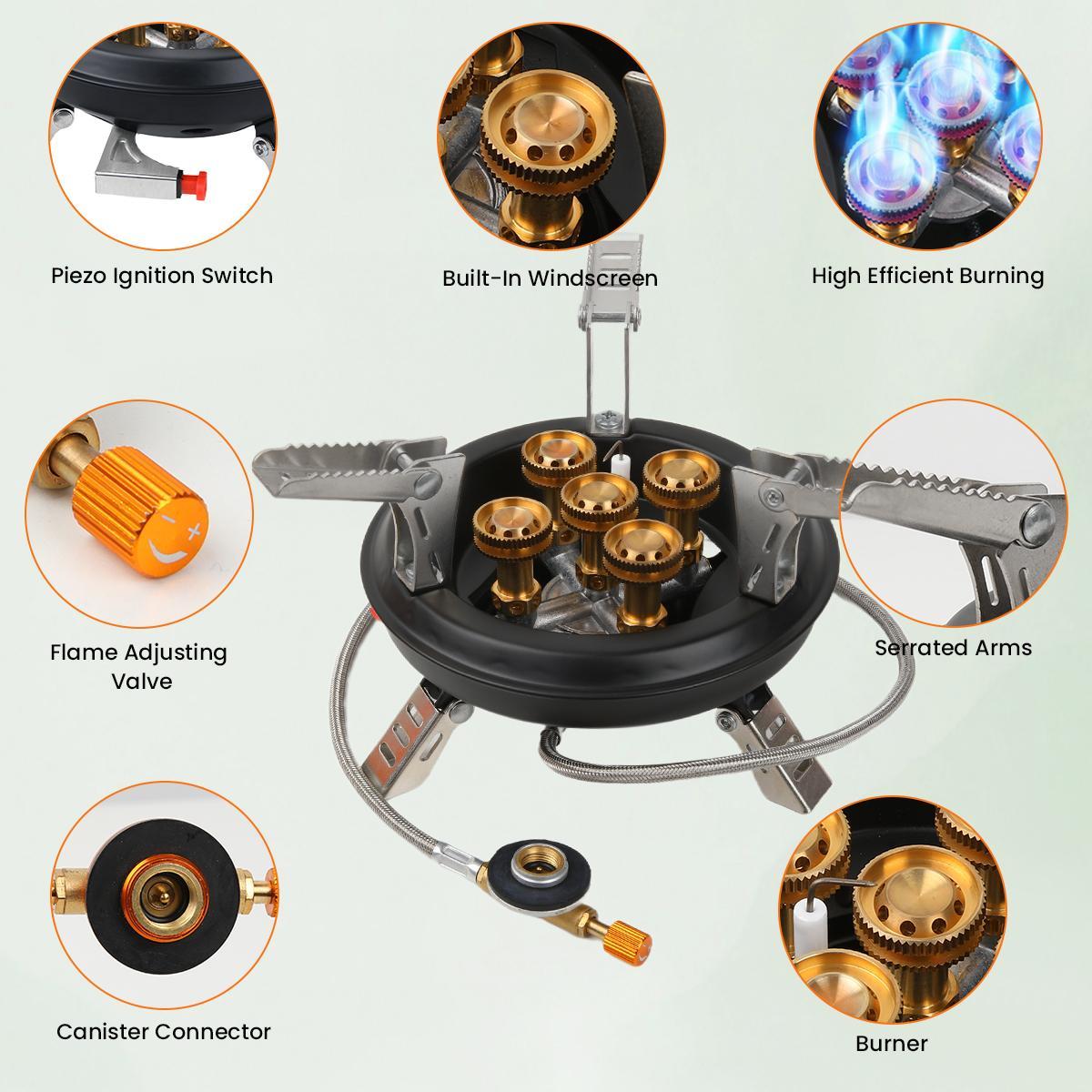 GEEKHOM 16000W Portable Camping Stove – Windproof, Foldable Gas Burner with Piezo Ignition for Propane/Butane Canisters | Compact Backpacking Stove for Hiking, Picnics, & Emergency Use GEEKHOM 16000W Portable Camping Stove – Windproof, Foldable Gas Burner with Piezo Ignition for Propane/Butane Canisters | Compact Backpacking Stove for Hiking, Picnics, & Emergency Use