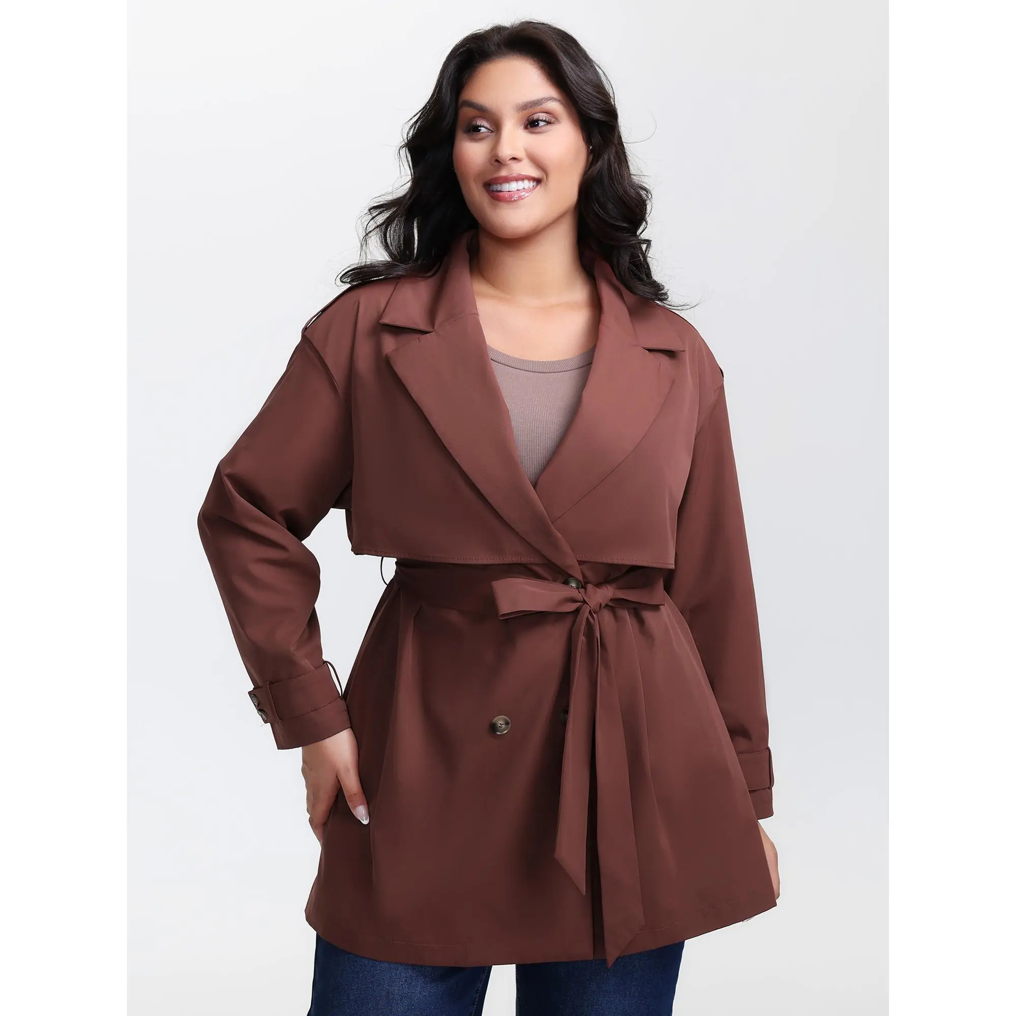 【Neck-Lengthening】Bloomchic Button Belted Layered Trench Coat 2026 Spring Break Gift For Easter's Day Mother's Day