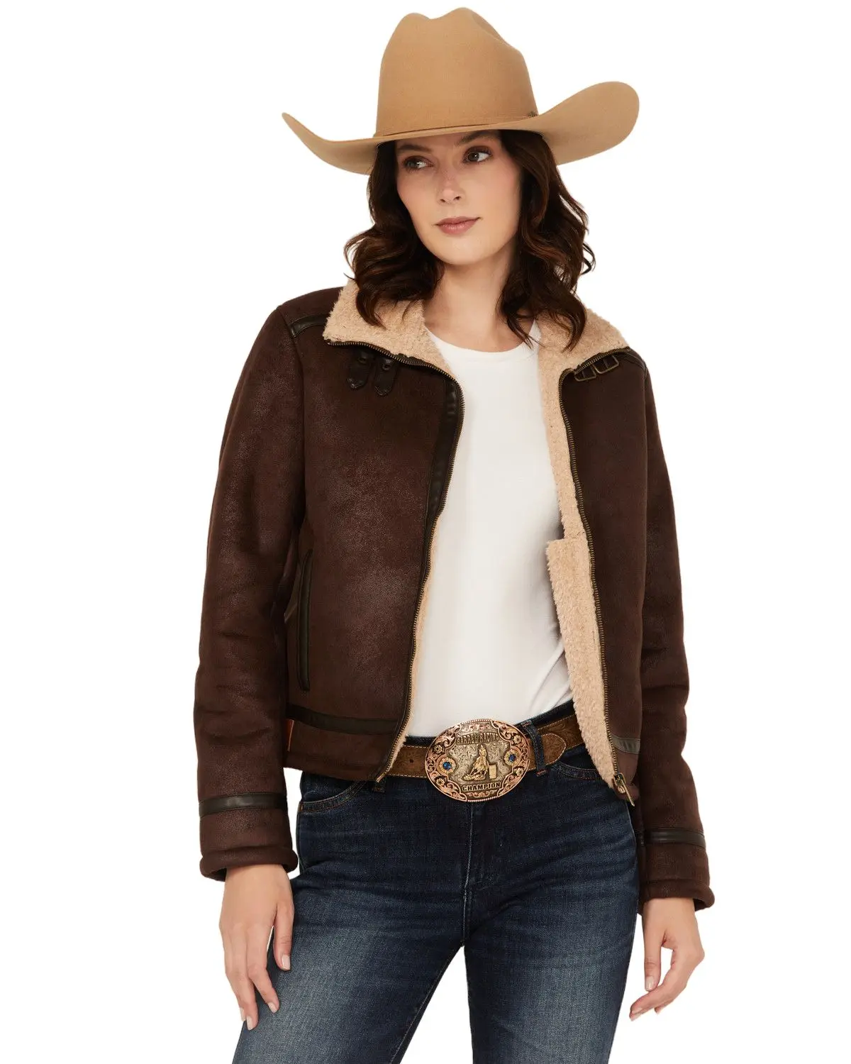 Shyanne Women's Women'S Shearling Lined Faux Suede Jacket - Srho24o61-Dkbn