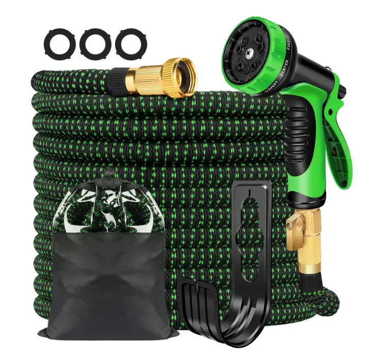 【SummerVibes】Expandable Garden Hose (25FT to 100FT Sizes) - Heavy Duty, 4-Layer Durable Collapsible Latex Tube, Extra Strong Brass Connectors, Lightweight Flexible Expandable Hose for Garden Watering Irrigation