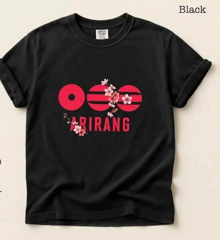 Men's Kpop World Tour Arirang 90s-Inspired Cotton Streetwear T-Shirt - Everyday Fabric, Comfortable Fit, Kpop Fan Gift, Casual, Shortsleeve