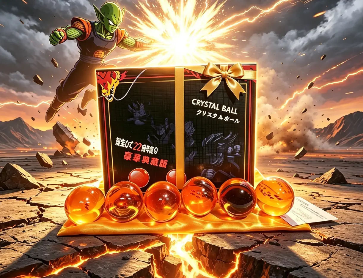7 Dragon Ball crystal ball sets with good luck, 7.6CM crystal ball anime replica resin Dragon Ball set with luxury gift box, desktop ornaments collection, ideal gift for anime lovers/Halloween, Christmas best gift.