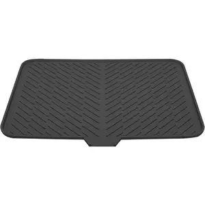 Luxet Silicone Dish Drying Mat 23 X 17 Grey with Built-in Drain Lip Hygienic Sturdy Compact Easy to Clean Tray Protects Surfaces Prevents Water Build Up