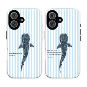 Couple Style Isaiah 43:2 Whale Shark Phone Case for iPhone 7–17 & Samsung S21–S24| Coastal Blue Stripe Ocean Aesthetic, Durable Shockproof Cover