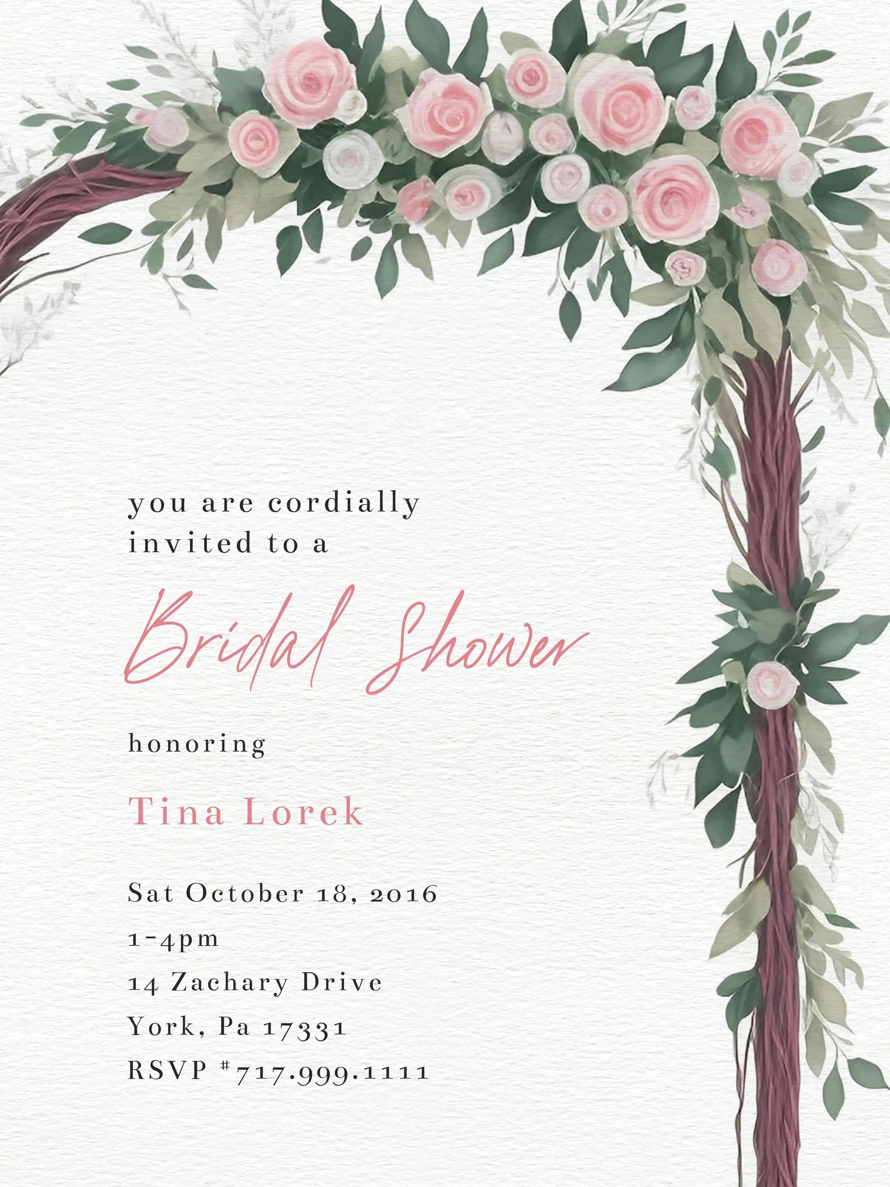 Bridal Shower Invitations. Personalized cards and envelopes for celebrating the bride to be