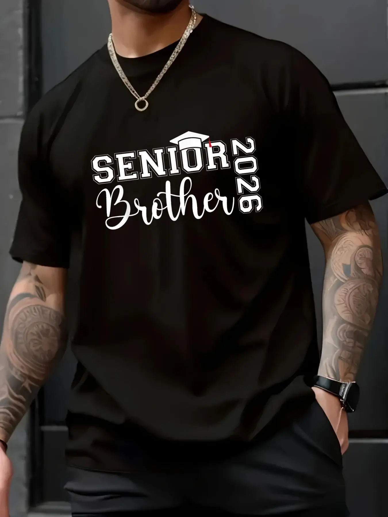 100% Cotton Unisex Senior Brother 2026 Class of 2026 Graduate Graduation Year T-Shirt– Cute & Comfy, Instagram Aesthetic, TikTok Fashion Tee