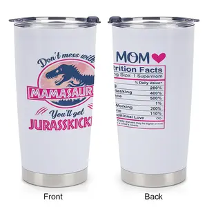 20oz Mamasaurus Funny Mom Tumbler - Insulated Stainless Steel Thermal Flask, Leak-Proof Lid Drinkware, Unique Mother's Day Gift, Trendy Easter Basket Stuffer for Mama